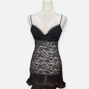 Elegant Black Lace Chemise Baby Doll Lingerie “the Lacie” by Victoria Secret